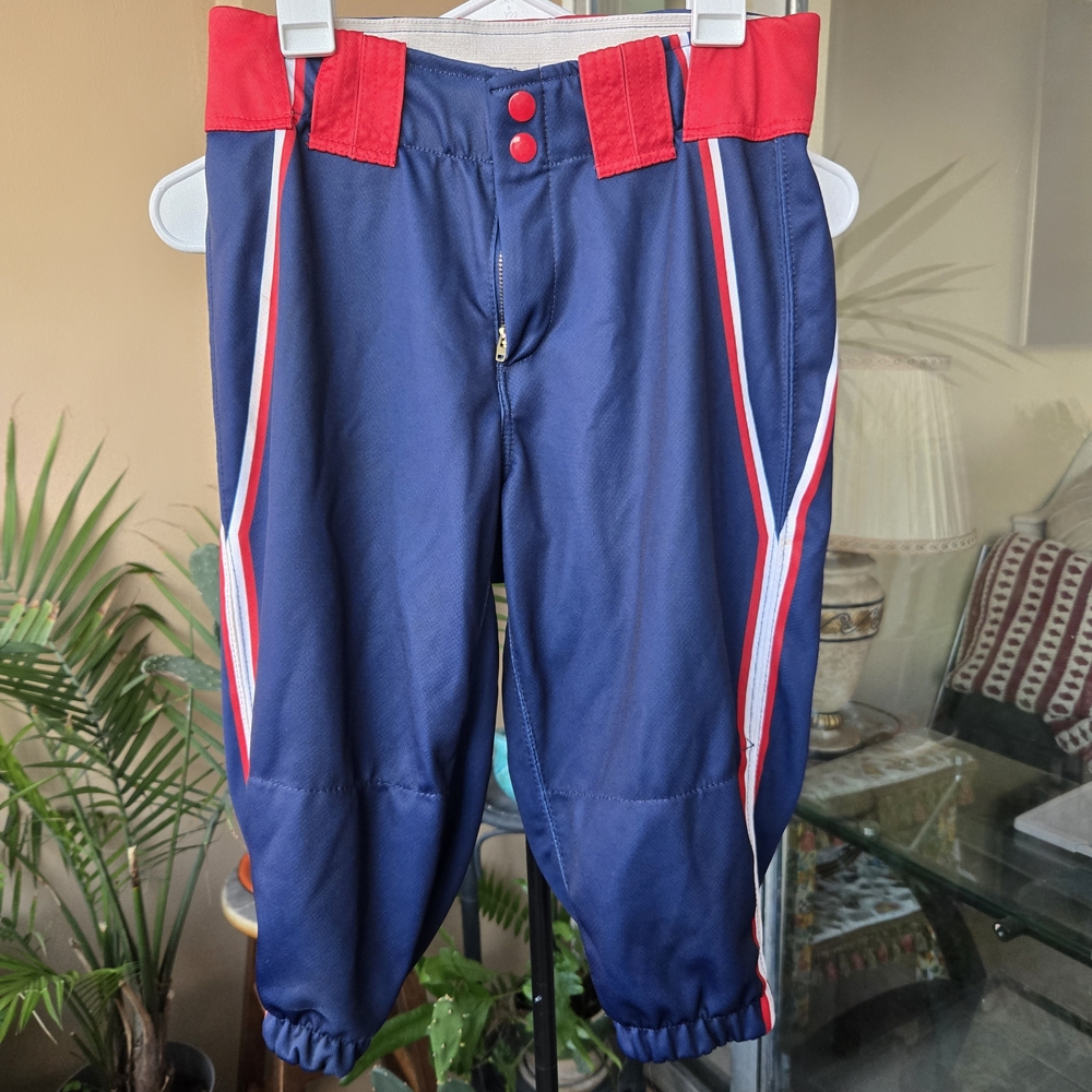 Boombah Youth Baseball Pants Blue Red White Trim Size 28